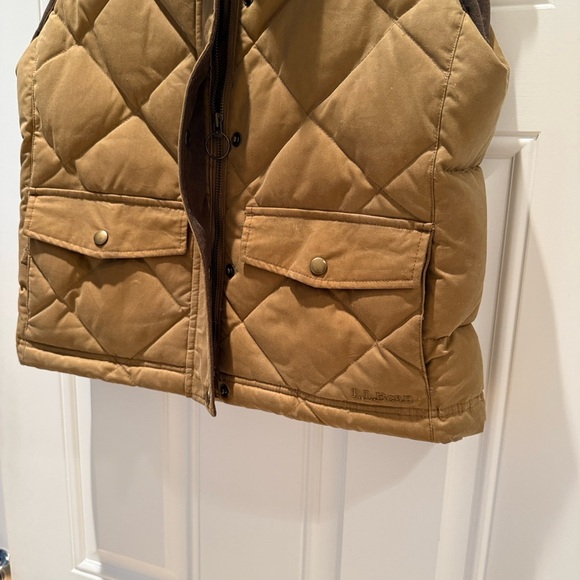 L.L. Bean Golden Brown Waxed Down  Quilted Vest - Picture 3 of 11